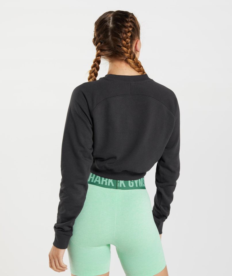 Women's Gymshark Training Cropped Sweatshirts Black | NZ 6DWAGF